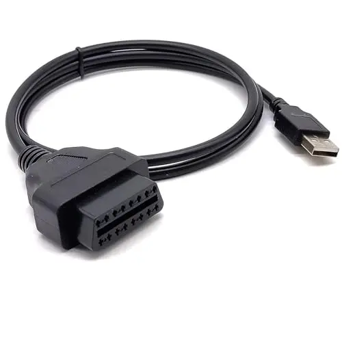 OBD Extension Cable OBD2 to USB Cable USB Type A Male to OBD Female Cable 12V 30CM for GPS Tracker Get Power Connector Car