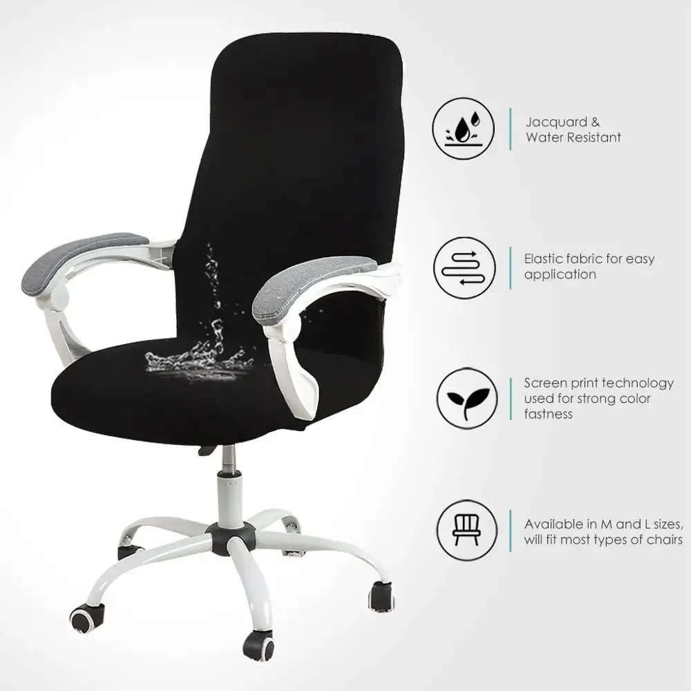 Water Resistant Jacquard Office Chair Slipcover Elastic for Computer Chair - 1PC