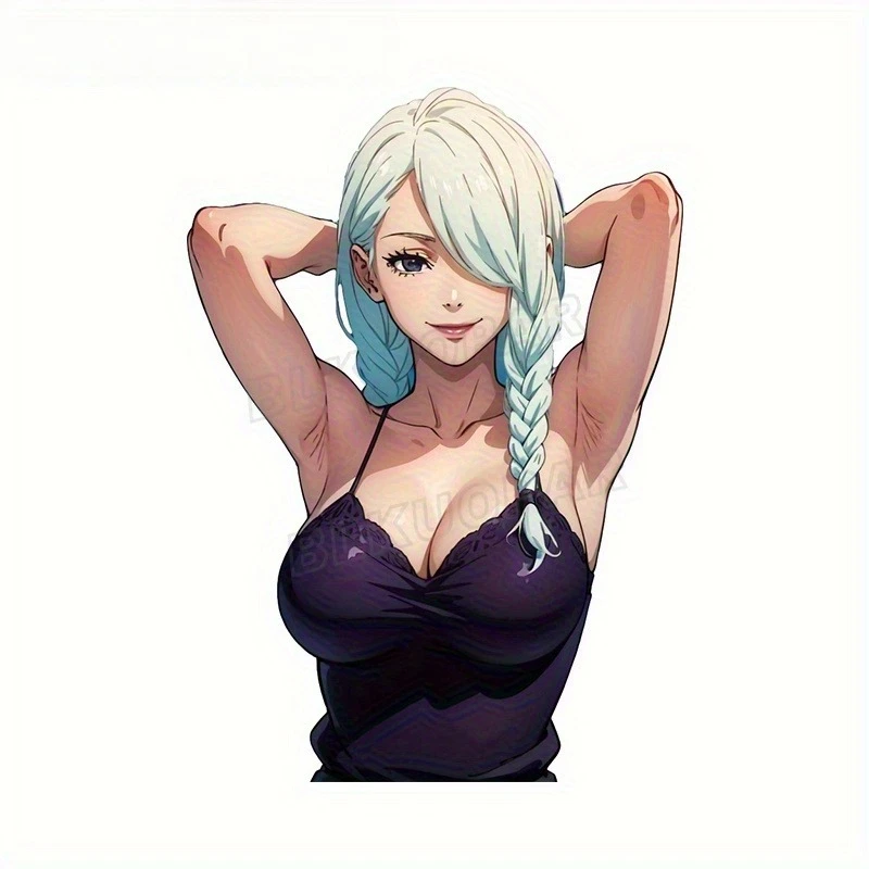 

1PC Motorcycle Helmet Sticker Swimsuit Girl Hands Anime Cartoon Sticker, Waterproof Sunscreen Graffiti, Suitable