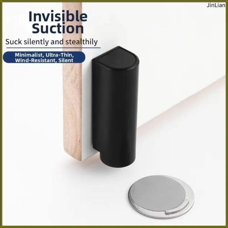 New Magnetic Door Stopper Heavy Duty No Punching Anti-Collision Doorstop Silent Damping Stainless Steel Door Base Indoor Door