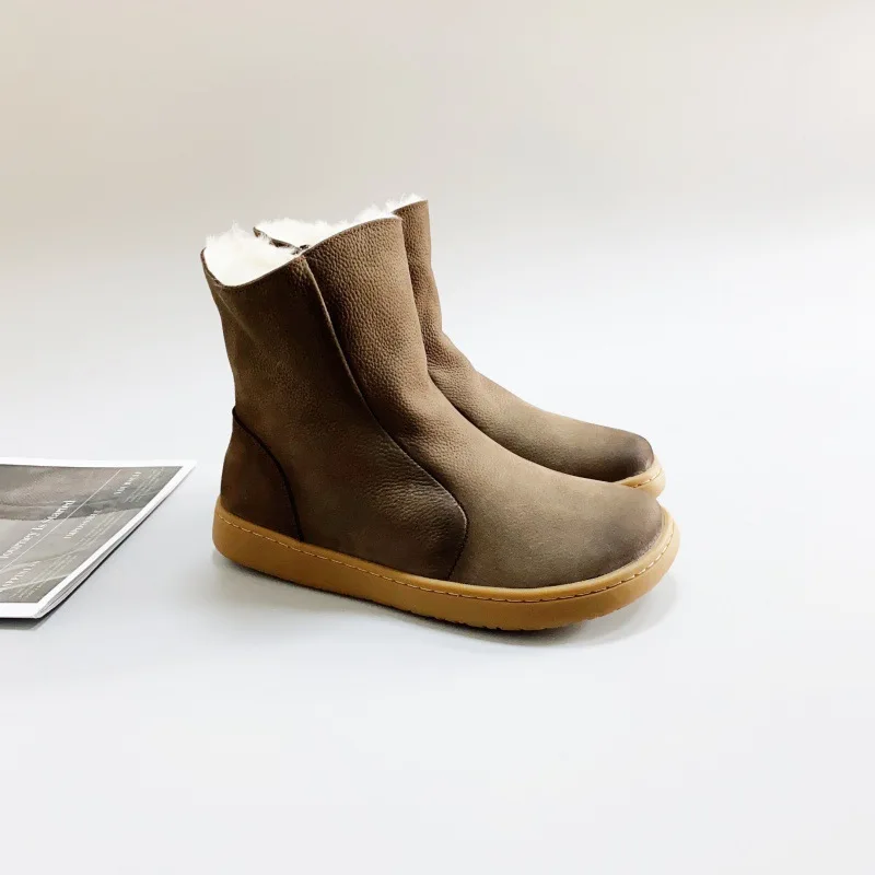 Careaymade-Women's wider toe Sheepskin Wool Integrated Winter Boots Top Layer Cowhide Cotton Shoes Walking Work Travel boots - Image 6