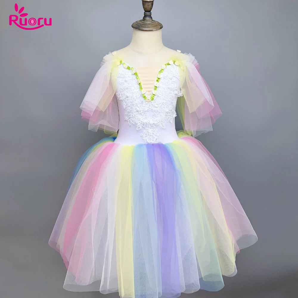 Ruoru Professional Ballet Tutu Long Tulle Tutus Ballet Dress Women Girls Ballerina Party Dress Children Ballet Dance Costumes