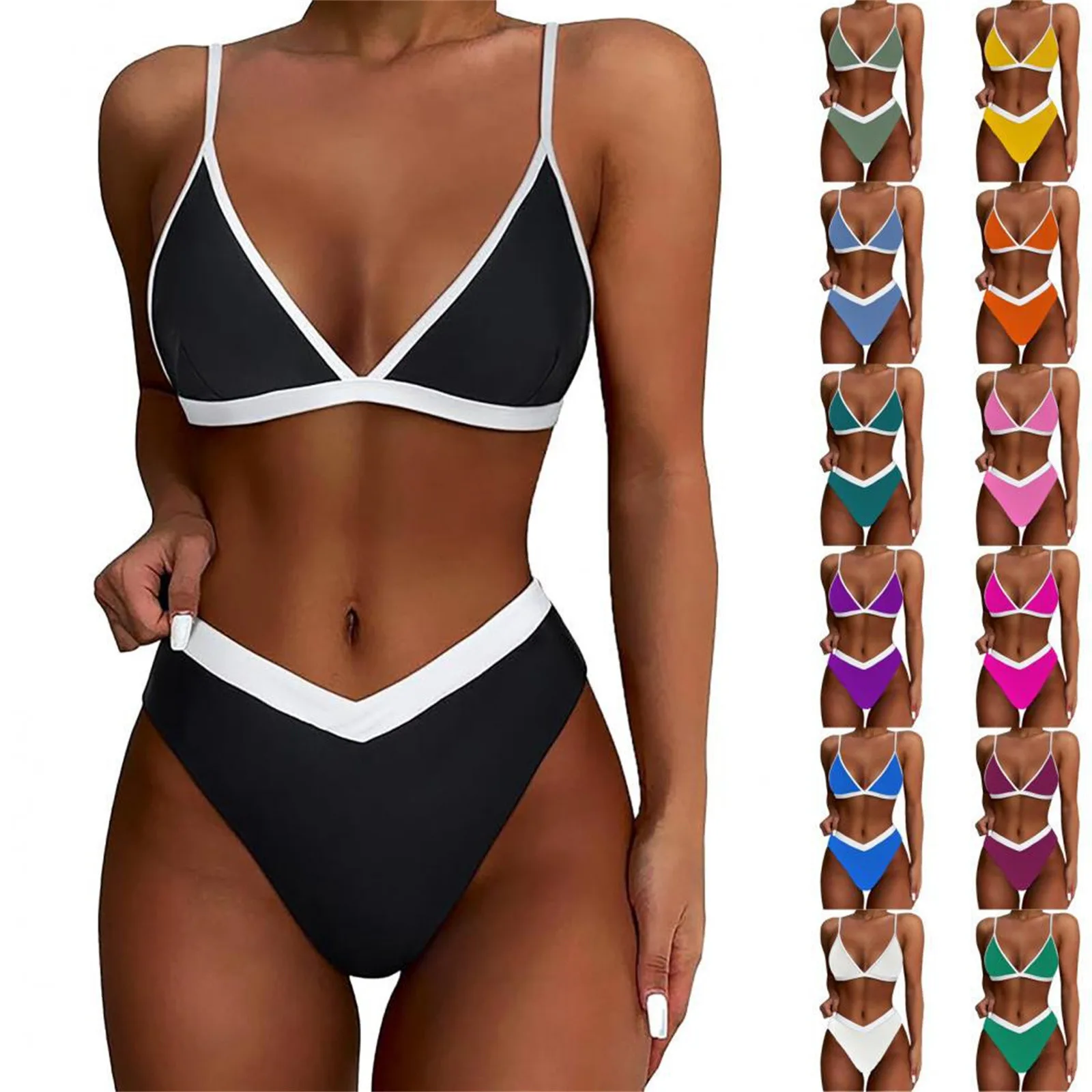 

Women'S Bikinis Set Split Fashion Bikini Solid Colour Sexy With Bra Pad No Steel Bra Swimsuit Sexy Woman Swimsuits Beach Outfits