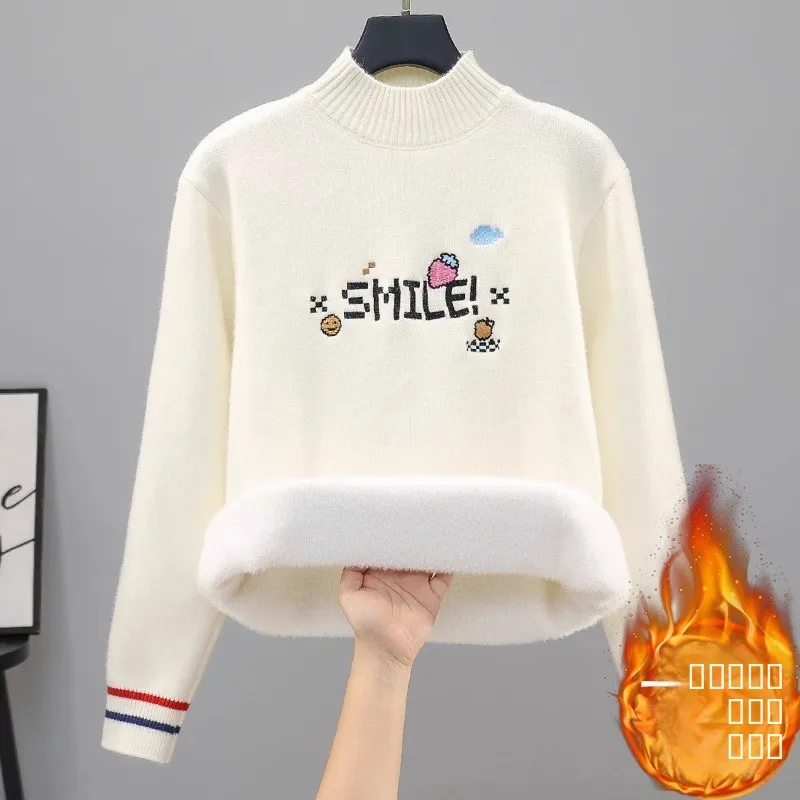 

Женский вязаный свитер Thiened с высоким воротником, осень-зима, Новое поступление, Inteated Fce, теплый базовый слой, внутренняя одежда