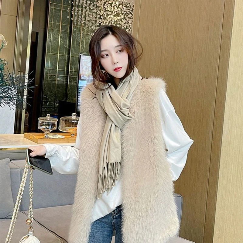 Faux Fox Fur Vest Women2024 Autumn Winter Fashion Slim Sleeveless Coats Fur Cardigan Female Artificial fur Waistcoat