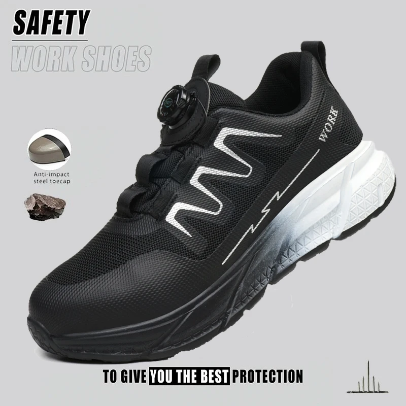 

Men‘s Women‘s Work Safety Shoes Steel Toe Anti-smash Shoes Mens Black Hiking Boots Lightweight Breathable Sneakers for Outdoor