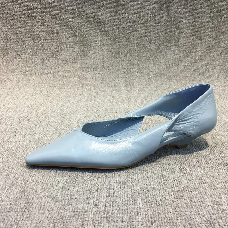 European and American Minimalist Women\'s Shoes 2024 New Design Sense Slim Heel Shallow Mouth Pointed Hollow Women\'s Single Shoes