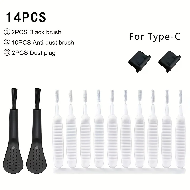 14pcs Mobile Phone Charging Port Dust Plug Removal Cleaner Kit For IPhone  Samsung Universal Phone Dustproof Cleaning Brush