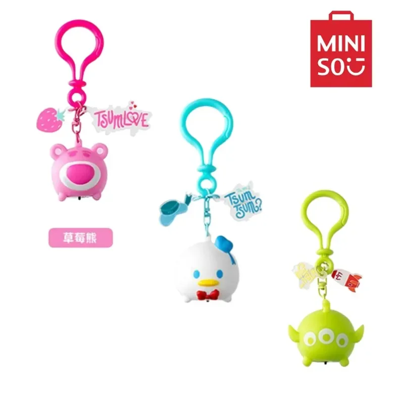 Kawaii MINISO Lotso Keychain Cartoon Cute Children's Bag Pendant Luminous Accessories Creative Christmas Present Kids Gift