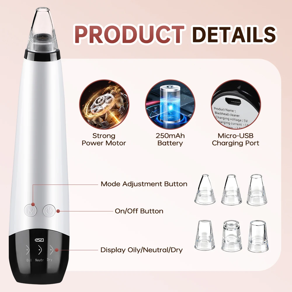 Remover Blackhead Machine Skin Care Pore Vacuum Acne Pimple Removal Suction Tool Facial Face Clean Home Beauty Instrument