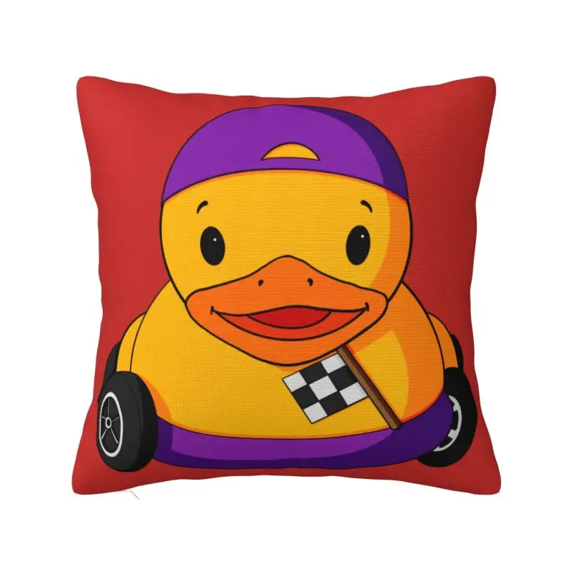 Custom Luxury Car Racing Rubber Duck Cushion Cover Velvet Throw Pillow Case