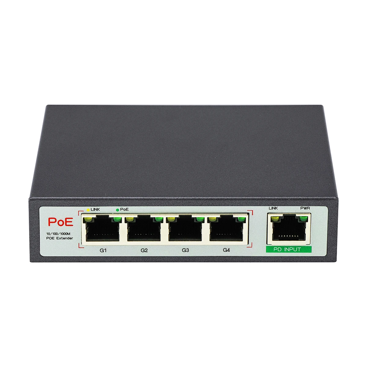 2026unique Commercial Gigabit IEEE802.3af/at/bt 4 Port POE Switch Extender