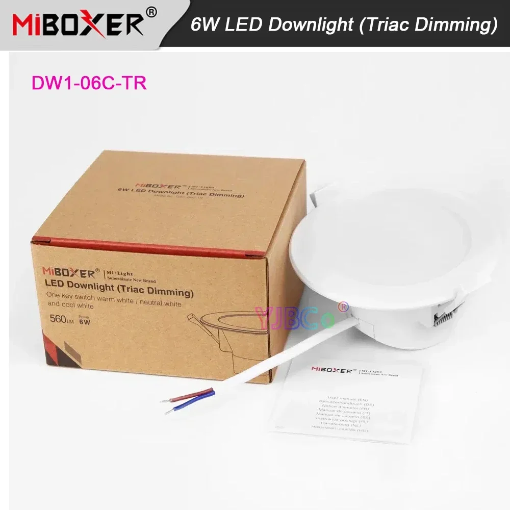 MiBoxer AC Triac RF+Push Dimmer control 6W Triac Dimming LED Downlight 220V Ceiling Light ,Color temperature switched button