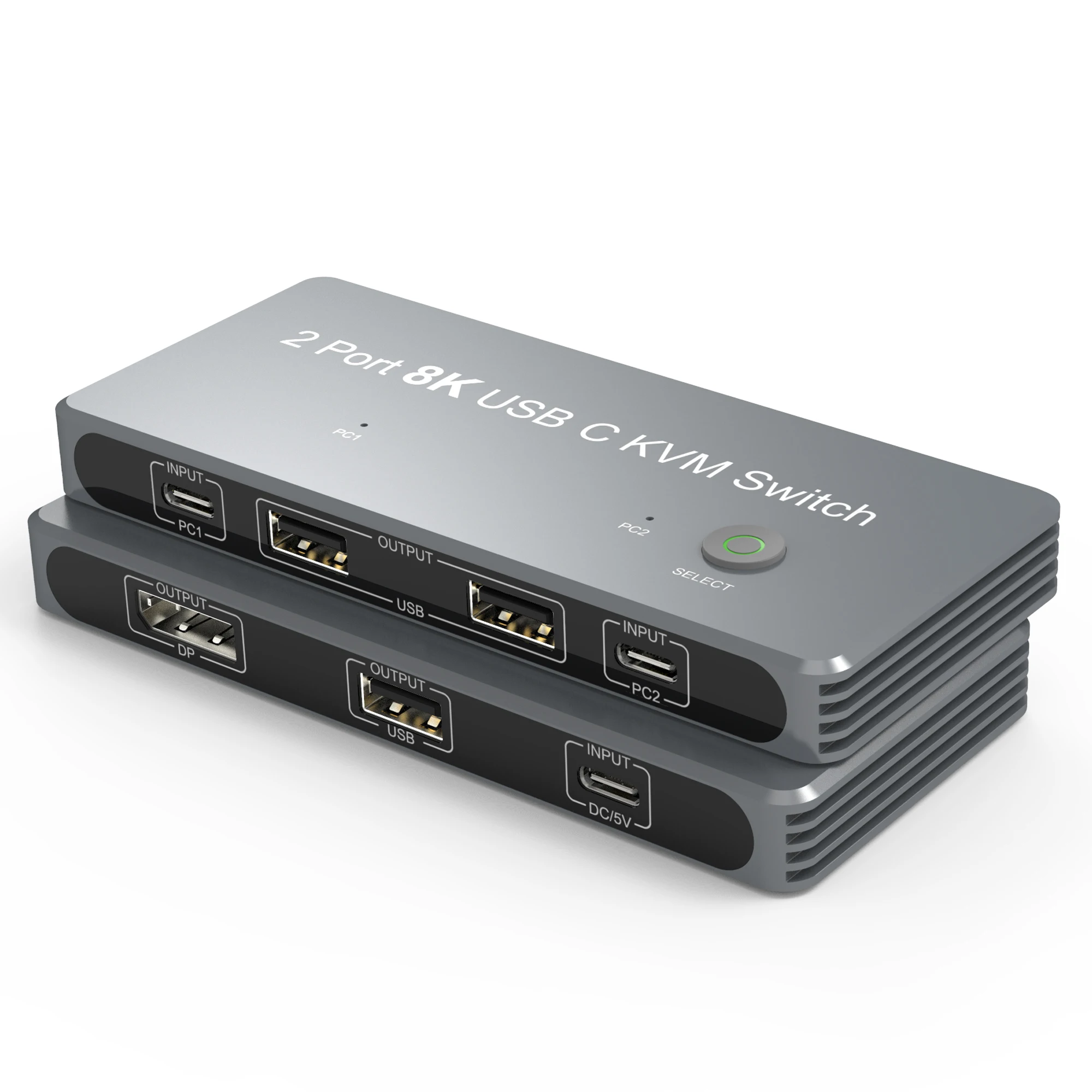 2 Port 8K USB C Kvm-switch mit DisplayPort Port Kompatibel mit Thunderbolt 3/4 für 2xUSB-C PC Einem displayPort Dual Monitor