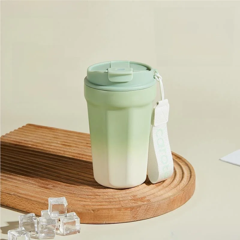 

Portable Insulated Ceramic Stainless Steel Coffee Cup with Straw for Men And Women Double Drink Cover Space Man Element