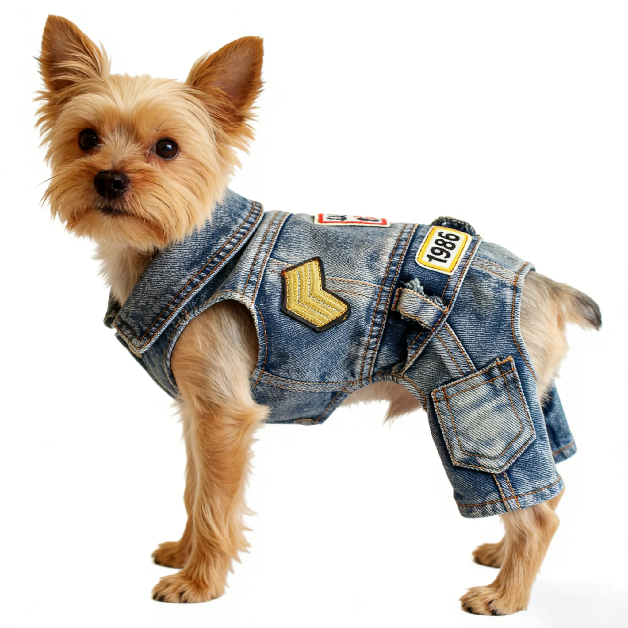 Vintage Denim Jeans Pet Overalls Dogs Jumpsuits Spring Lovely Cowboy Dog Four Legs Clothes Teddy Small Dog Coat Apparel XS-XXL