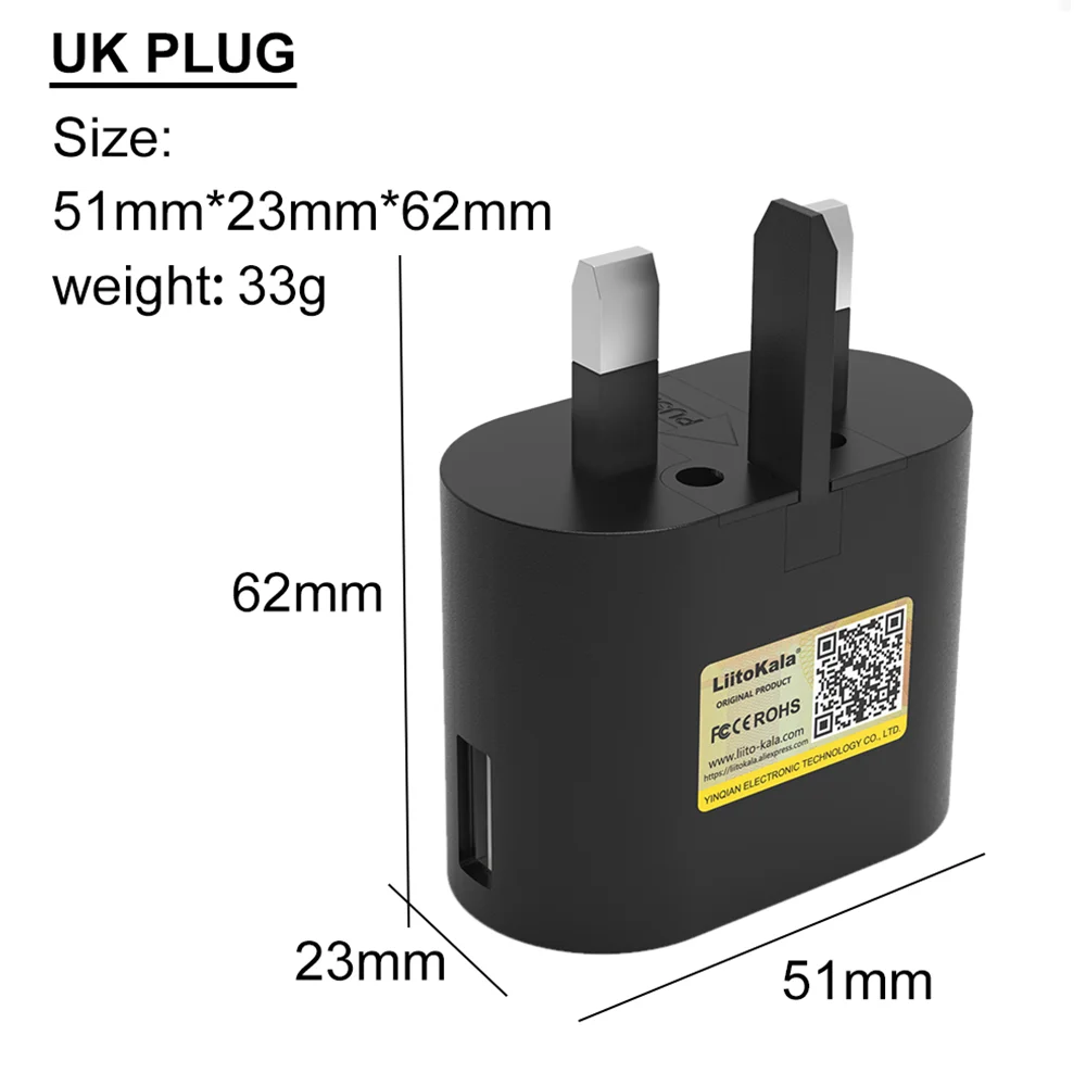 LiitoKala USB Charger EU US UK Plug USB Phone Charger 5V/2A Travel Wall Charging Adapter for CellPhones Adapter