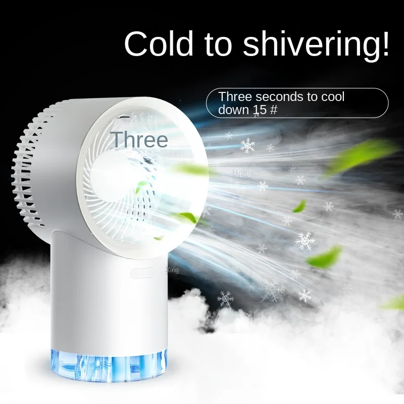 Kipas Baru 2025 Kipas Listrik Portabel Kecil Desktop Senyap Kantor Semprotan Ganda Cahaya Sekitar