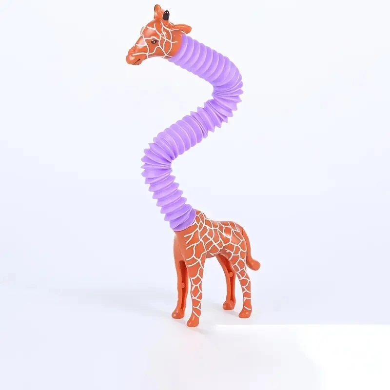 1Pc Stretch Pop Tube Giraffe Toy, Sensory Fidget Toy For Kids, Cute Giraffe Stress Relief Squeeze Decompress Toy