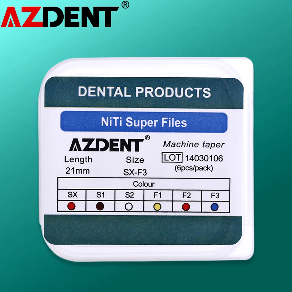 Azdent Dental NiTi, супер роторный корневой канал, Флэшка диаметром 21 мм/25 мм, 6 шт./упаковка