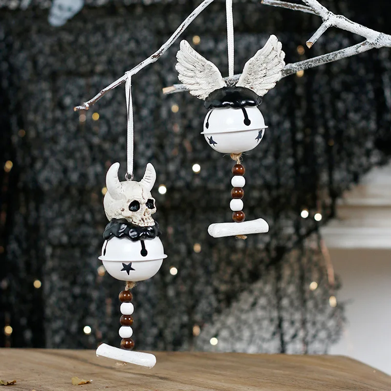 

Halloween Demon Wind Chime Skull Ornament Wind Chime Spooky Halloween Skull Skeleton Car Decorations for Indoor Outdoor