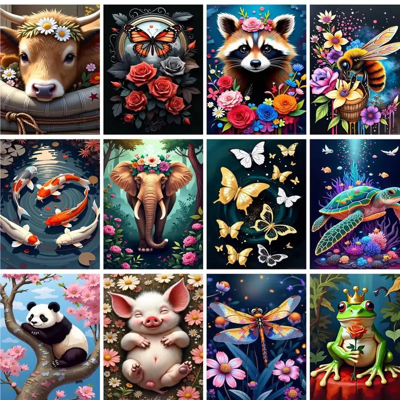 

GATYZTORY Acrylic Painting By Numbers Diy Crafts Colorful Animals Number Painting On Canvas Picture Drawing Home Decors Handmade