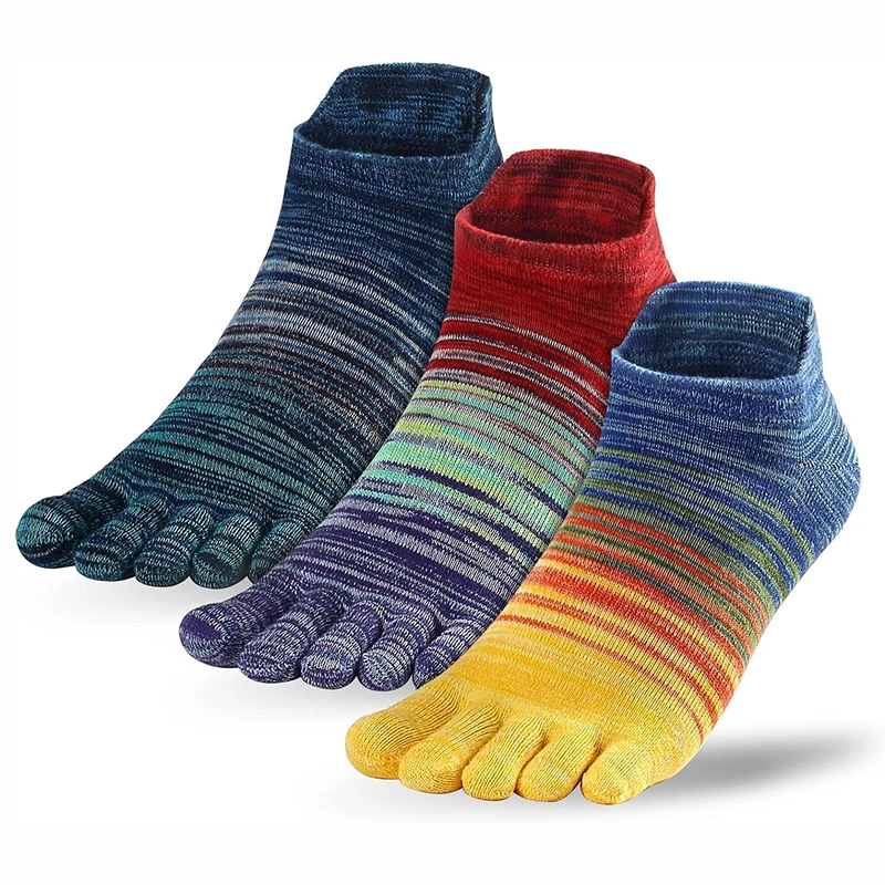 3 Pairs Toe Socks for Women Men Colorful Ankle/Crew Running Socks Cotton Five Finger Socks