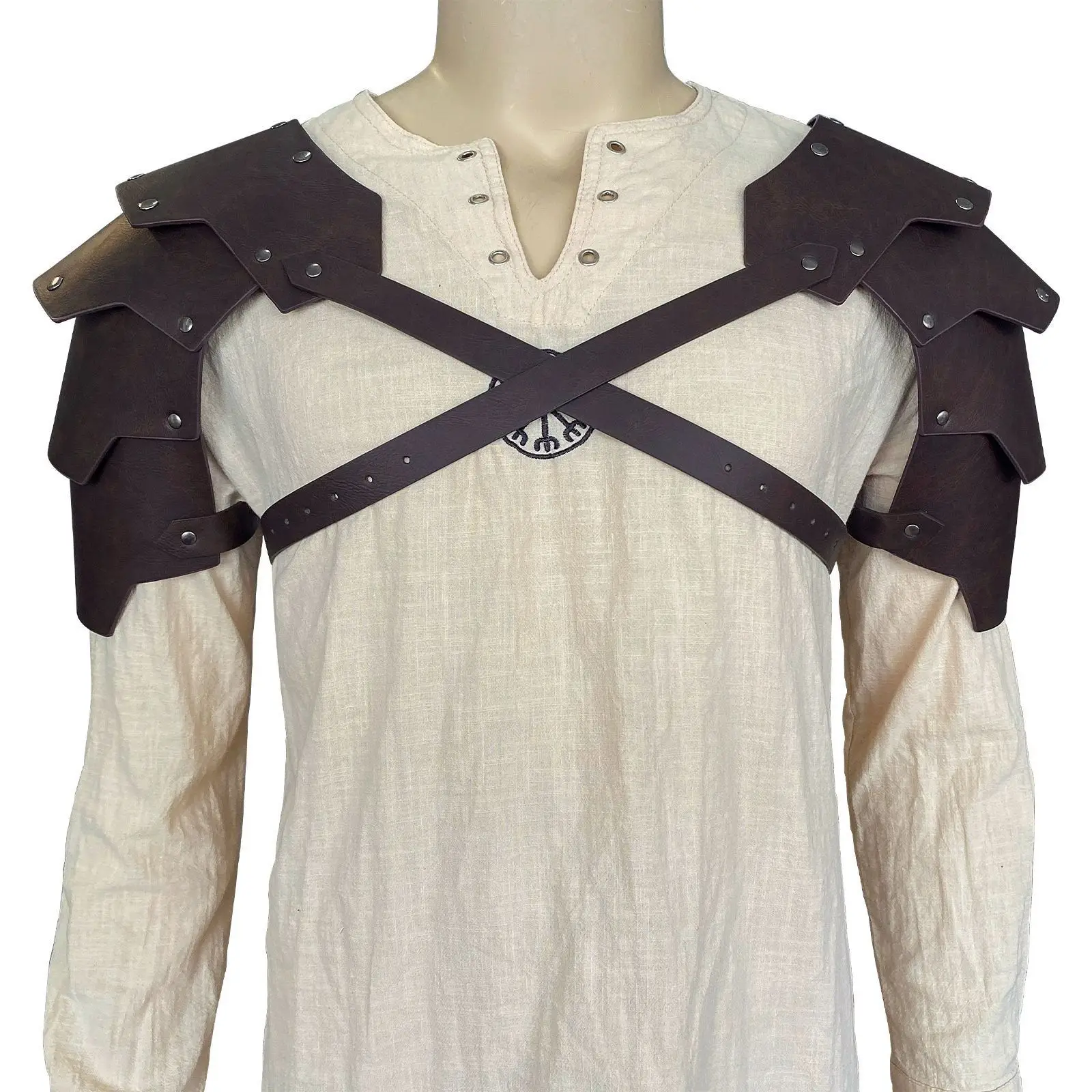 Medieval Nordic Viking Shoulder Armor Retro Cosplay Props Double Layer Protective