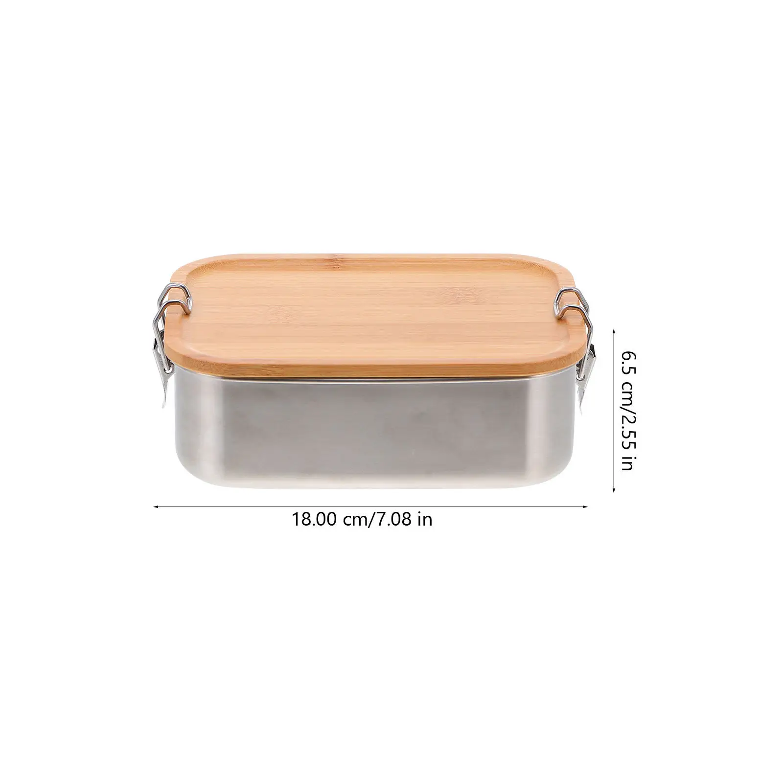 1Pcs Stainless Steel Bento Lunch Box Wood Lid Leakproof Large Capacity Food Container Portable Sealed Carrier for School Work view 4