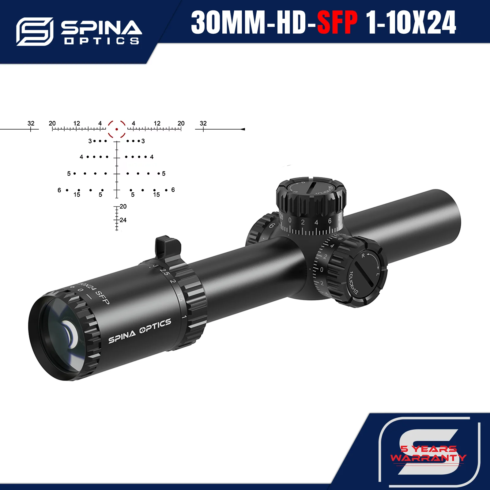 

SPINA OPTICS Tricore LPVO 1-10x24 Second Focal Plane Scope with Extra-Low Dispersion Glass Integrated Scope Mount