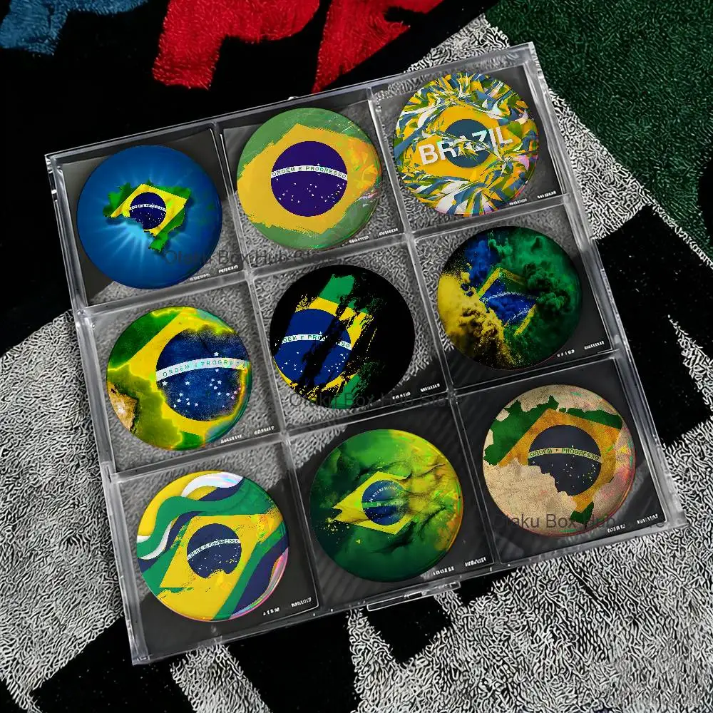 

Brazil flag aesthetic Badges Button Round Creative Pin Brooch Badge Bag Decor Fans Collect Friends Gifts