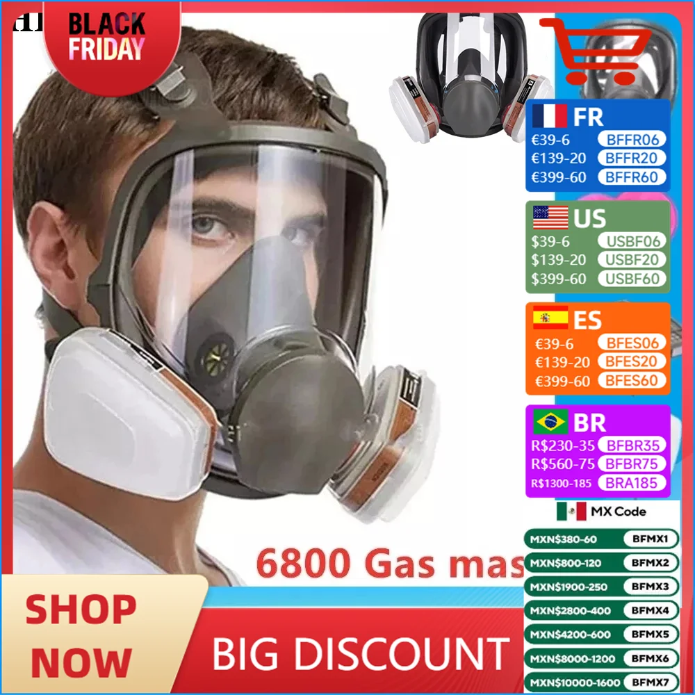 

SJL 7 In 1 6800 Industrial Painting Spraying Respirator Gas Mask 3 In 1 Suit Safety Work Filter Dust Full Face Mask Gas Mask