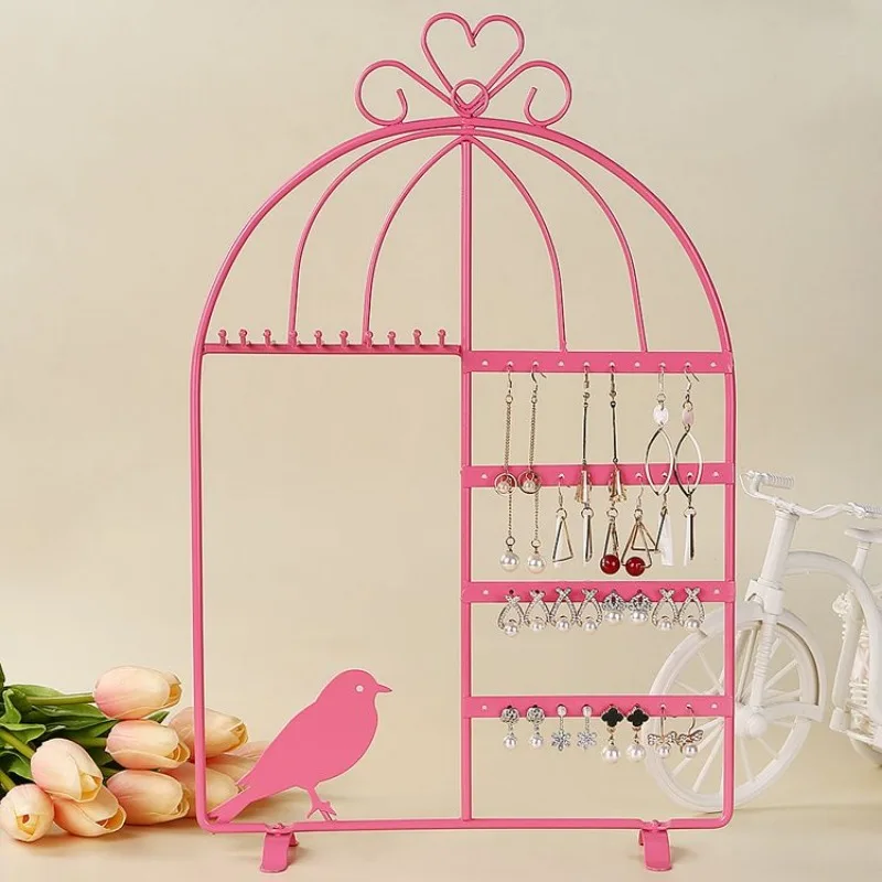 Iron Metal birdcage Jewelry Display Stand Organizer Rack Hanging Wall for Women Earrings Necklaces Bracelets Storage Holders