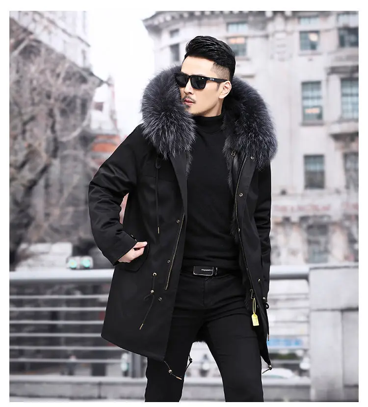 Parker Herren Imitation Pelz futter Winter warm neues Fell einteiliger Mantel Nachahmung Nerz Fleece mittellangen Pelzmantel