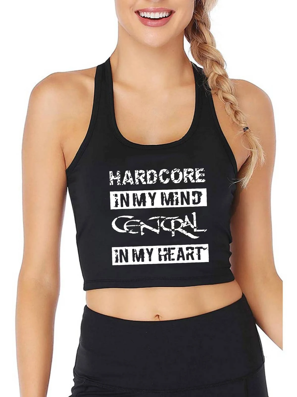 Hardcore In My Mind Cencral In My Heart Graphics Crop Top Women\'s Sassy Sexy Slim Fit Tank Tops Customizable Camisole