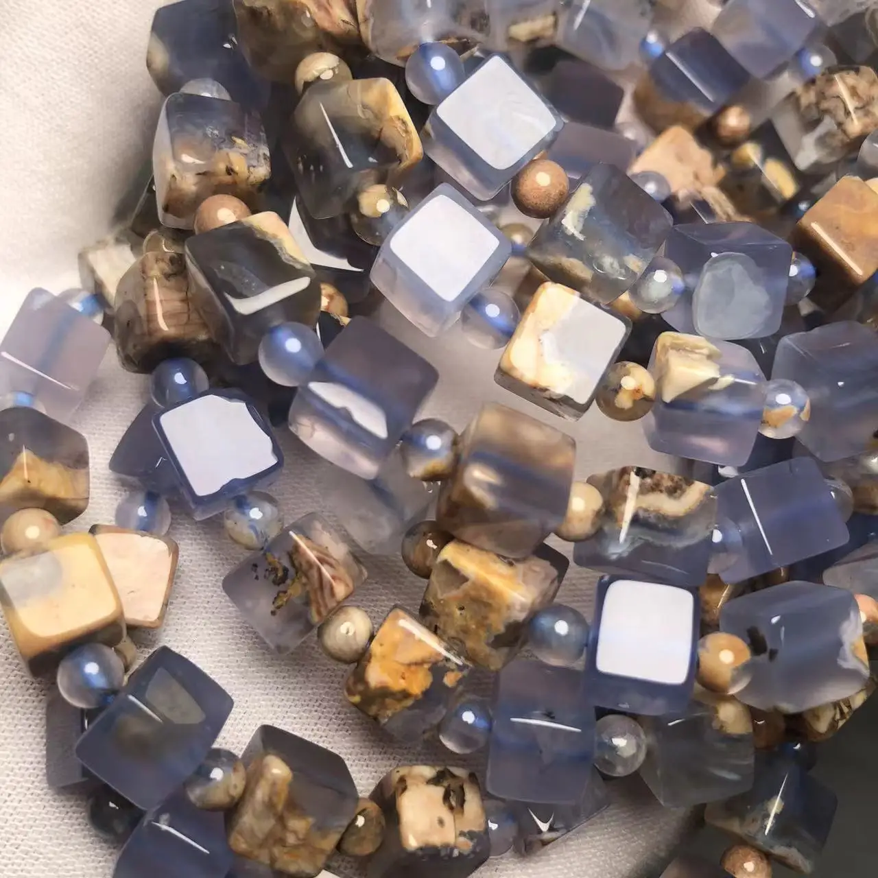 Meihan Wholesale Top Natural Dominica Chalcedony Cube Bracelet Beads For Jewelry Making DIY