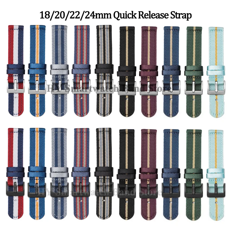 Nylon Watch Strap for Omega Seamaster 007 Belt for Seiko Military Sport Strap for Rolex Quick Release Bracelet 18mm 20/22mm 24mm