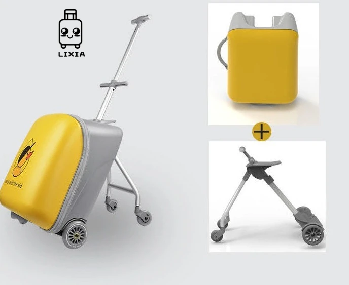 

LIXIA Can Sit And Ride Suitcase Baby Boys Girls Walking Baby Box Yellow Lazy Man Trolley Box Children's Suitcase On Wheel