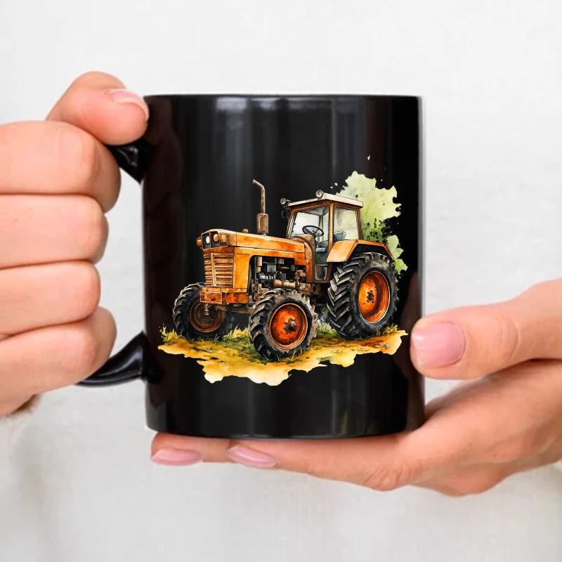 Tractor mug, black retro agricultural tractor design, suitable for coffee tea, breakfast, kitchen, gifts