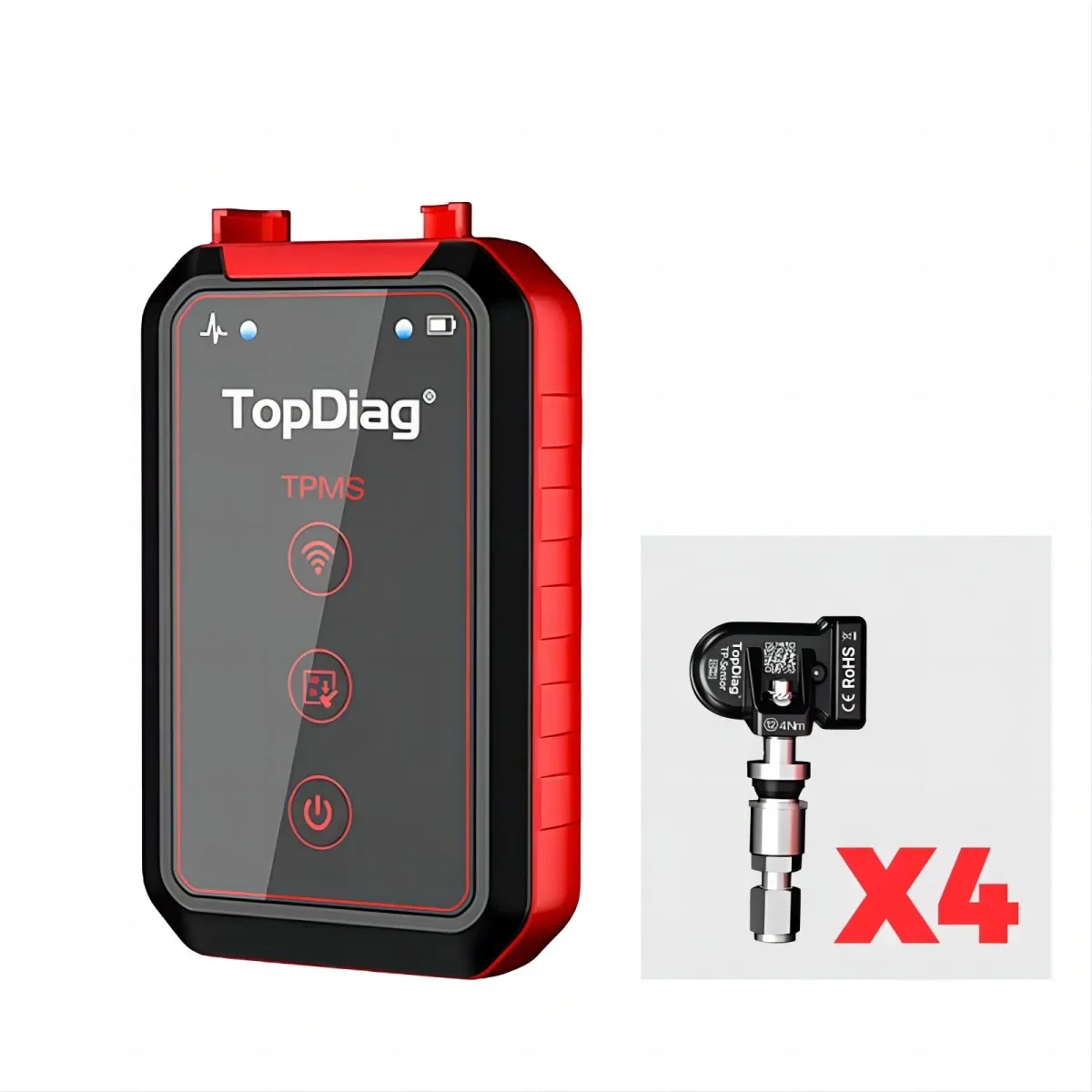 TopDiag Tire Pressure Monitoring System Reset TPMS Replacement Tool TPMS Scanner with 4pc Sensors