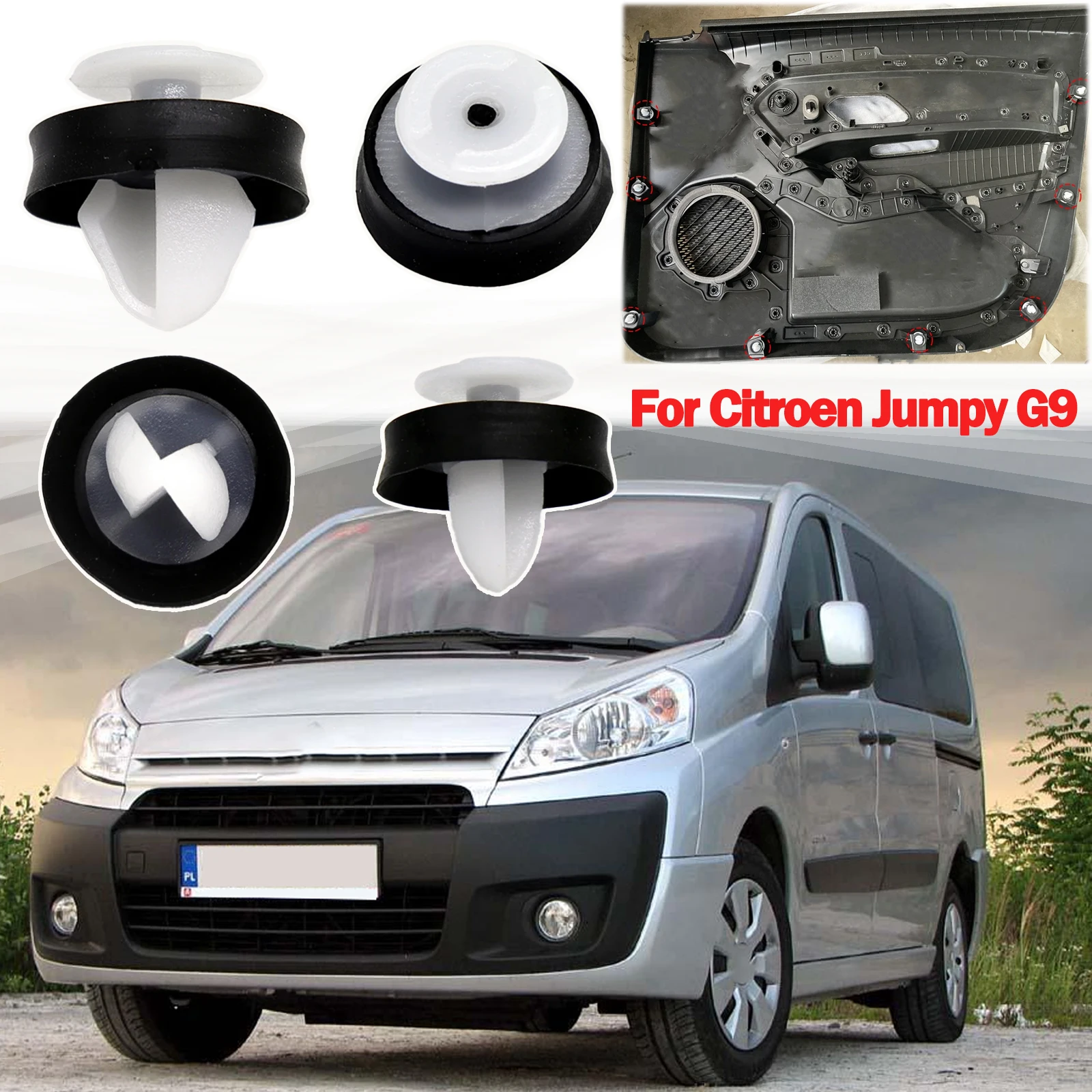 Car Door Bumper Panel Rivet Wheel Arch Lining Trim Clip For Citroen Jumpy G9 2007 - 2011 2012 2013 2016 Fiat Scudo Toyota Proace