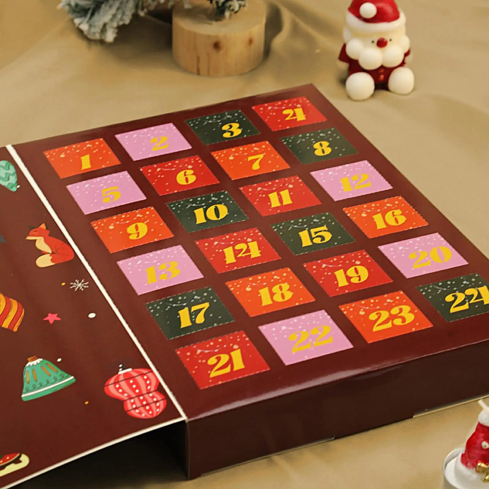 24-Tage-nachfüllbarer Weihnachts-Adventskalender mit Leckerliboxen, Urlaubs-Countdown für Heimdekoration und Familienaktivitäten für Kinder
