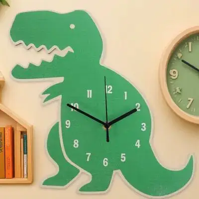 

Silent Dinosaur Clock Creative Cartoon Wall Clock for Easy Install Non Ticking Home Decor Bedroom Living Room