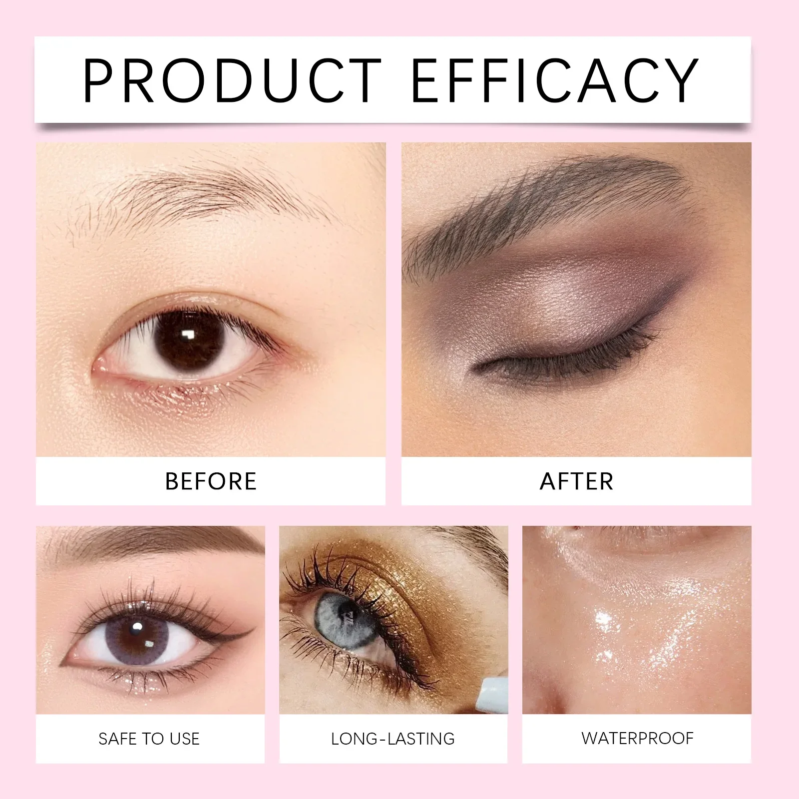 ขนตาพร้อมแถบอายแชโดว์ ขนตาปลอมแบบมีกาวในตัว ใช้ซ้ำได้ ดูเป็นธรรมชาติ ใช้งานง่ายสำหรับผู้เริ่มต้นแต่งหน้าทุกวัน