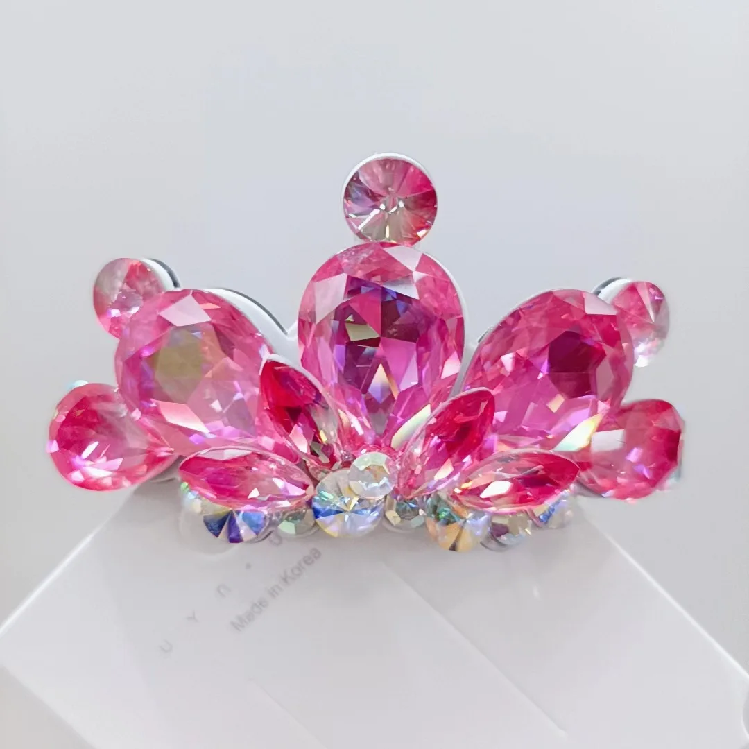 The new spring clip acetate crystal top horse hair clip to original high-end hair female contracted a crown in gold