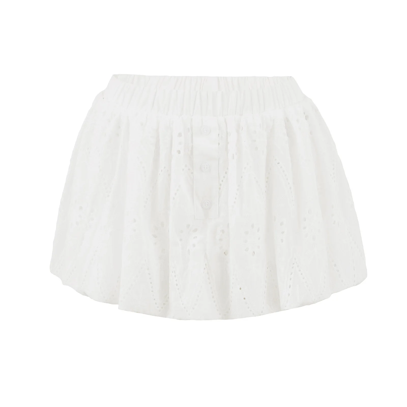 Women JD Rise Low White Broderie Anglais   Lulu Puffball Boxer Micro Skirt