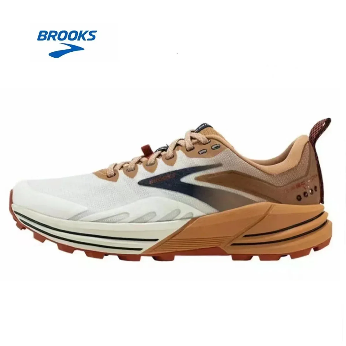 BROOKS Cascadia 16 Running Shoes White light yellow brown Men Women Long-Distance Road Sport Training Casual Sneakers