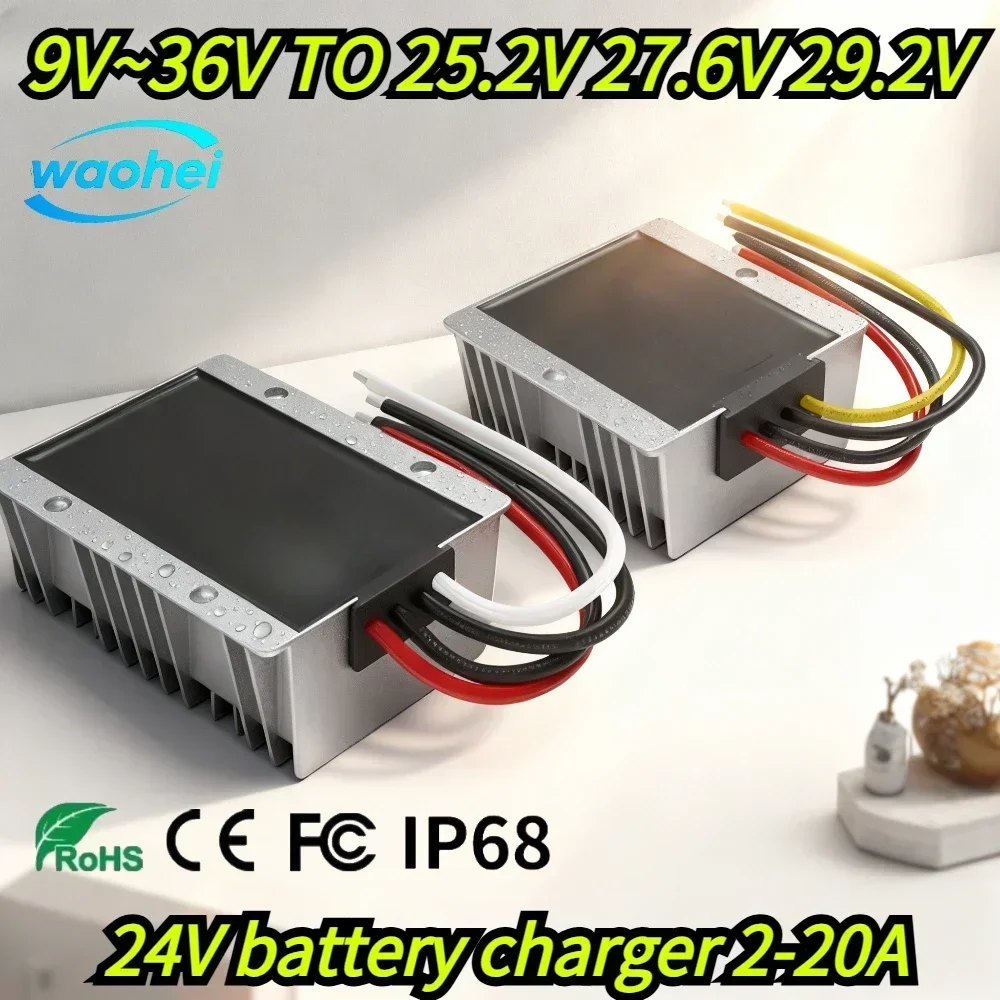 

9V-36V 18V-36V TO 29.2V 27.6V 25.2V 2A-20A DC-DC Dual Battery Charger 10V-32V TO 25.2V for 12V Lifepo4 Lithium LiMn2O4 Batteries