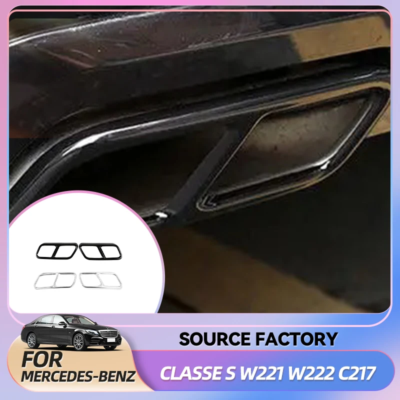 

Внутренние наклейки для Mercedes Benz S Class W221 W222 C217 W251 X166, автомобильный глушитель из нержавеющей стали, выходная крышка выхлопной трубы