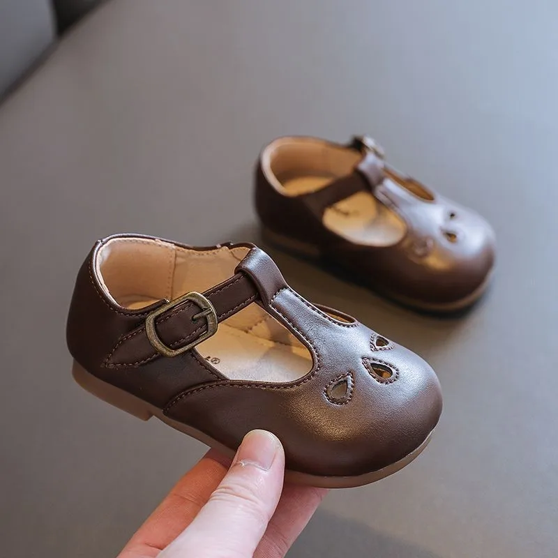 Children Leather Shoes for Boys Girls Shoe Kids Soft Bottom PU Leather Sandals Hollow Toddler Outside